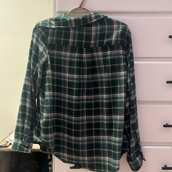 Dark green flannel from blue notes, cotton, boyfriend fit, size medium for women - Picture 2 of 4